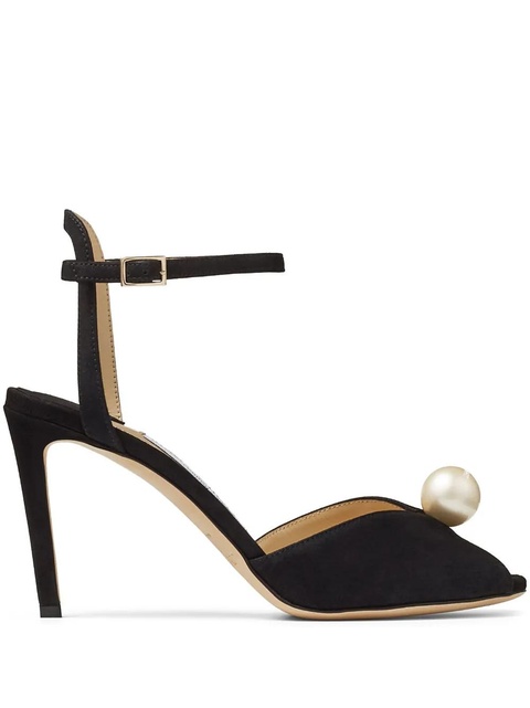 Jimmy Choo Sacora 85mm pearl-embellished sandals - Black - zdjęcie produktu nr 1