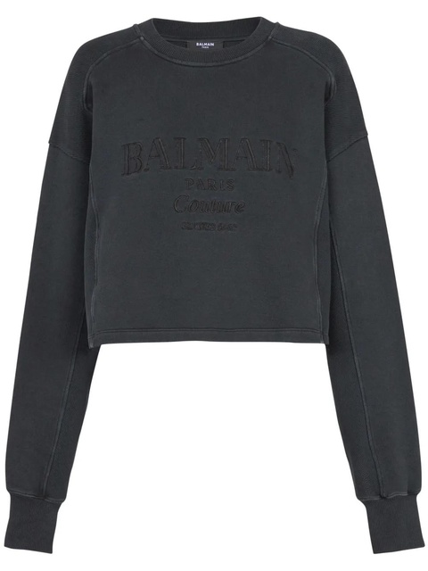 Balmain logo-embroidered sweatshirt - Grey - zdjęcie produktu nr 1