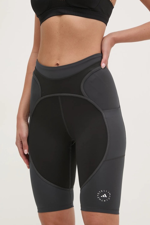 adidas by Stella McCartney szorty treningowe Two-Tone kolor czarny wzorzyste high waist JM0304 - zdjęcie produktu nr 1