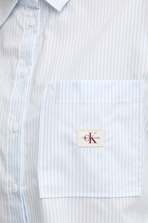 Calvin Klein Jeans koszula bawełniana damska kolor niebieski relaxed z kołnierzykiem klasycznym J20J225078 - zdjęcie produktu nr 2