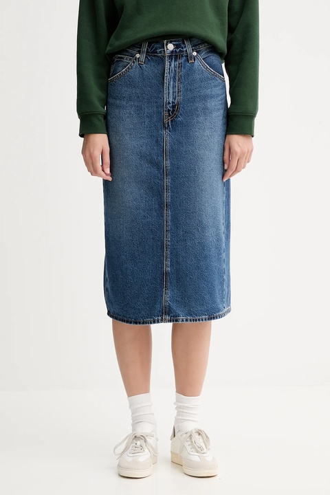 Levi's spódnica jeansowa kolor niebieski midi prosta 001VH - zdjęcie produktu nr 1