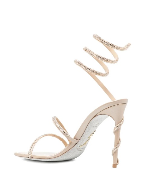 René Caovilla 110mm crystal-embellished spiral-wrap sandals - Neutrals - zdjęcie produktu nr 2