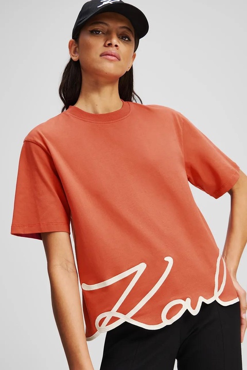 Karl Lagerfeld t-shirt bawełniany damski kolor pomarańczowy A1W17013 - zdjęcie produktu nr 1
