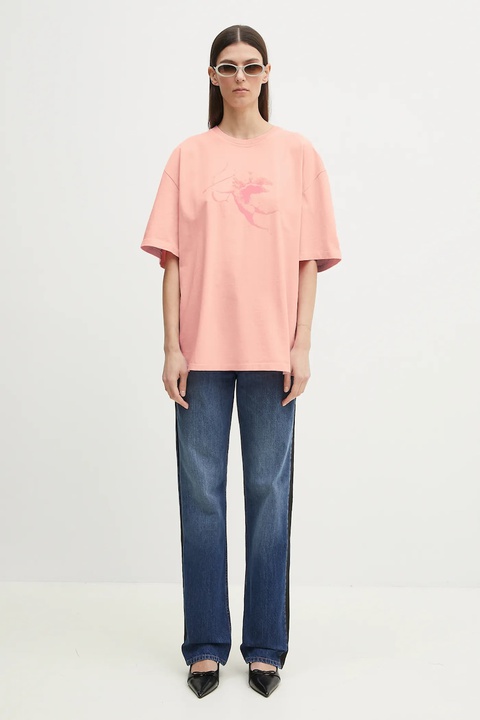 Fiorucci t-shirt bawełniany Print Boxy Fit damski kolor różowy U02SPTSH103CJ01PN02 - zdjęcie produktu nr 2