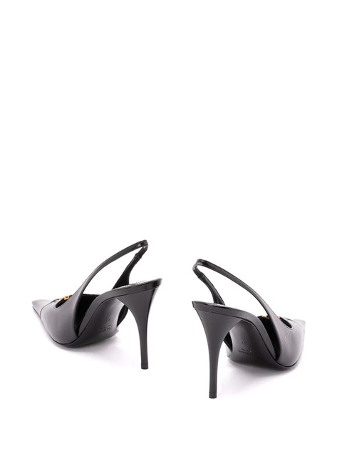 Saint Laurent 90mm Babylone leather slingback pumps - Black - zdjęcie produktu nr 2