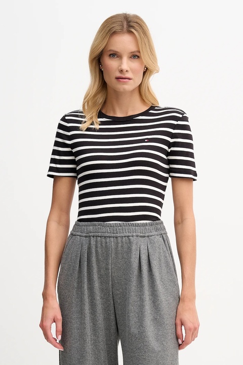 Tommy Hilfiger t-shirt bawełniany damski kolor czarny WW0WW40587 - zdjęcie produktu nr 1