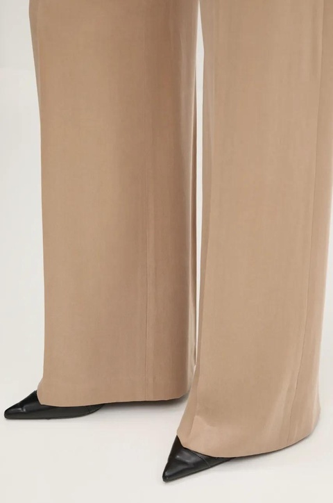 HUGO spodnie damskie kolor beżowy szerokie high waist 50540807 - zdjęcie produktu nr 2