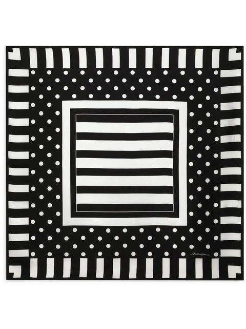 Dolce & Gabbana striped silk scarf - Black - zdjęcie produktu nr 1