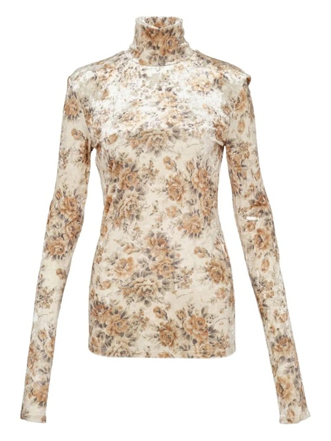 GANNI printed turtleneck top - Neutrals - zdjęcie produktu nr 1