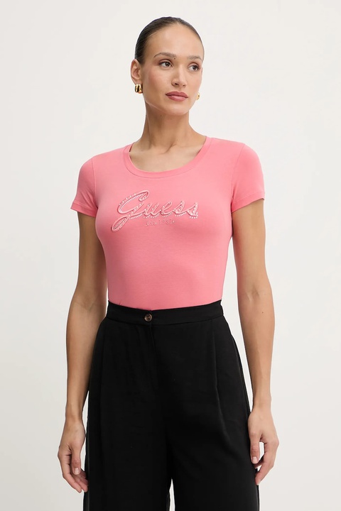 Guess t-shirt damski kolor pomarańczowy W5YI46 J1314 - zdjęcie produktu nr 1