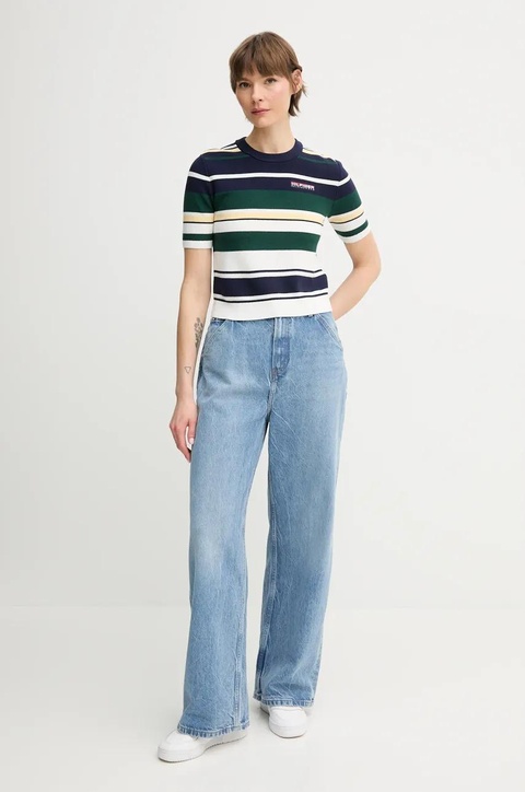 Tommy Hilfiger jeansy z domieszką lnu damskie kolor niebieski WW0WW46792 - zdjęcie produktu nr 2