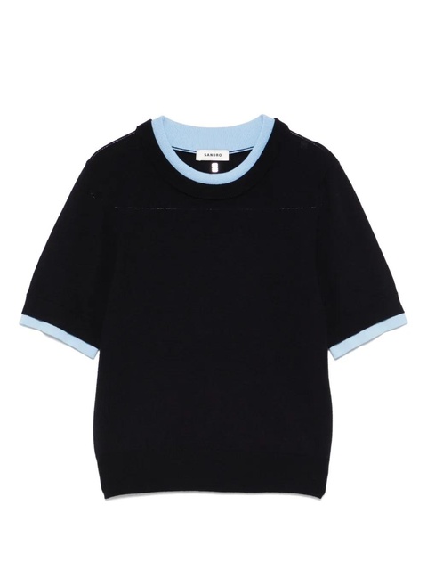 SANDRO contrasting-trim t-shirt - Blue - zdjęcie produktu nr 1
