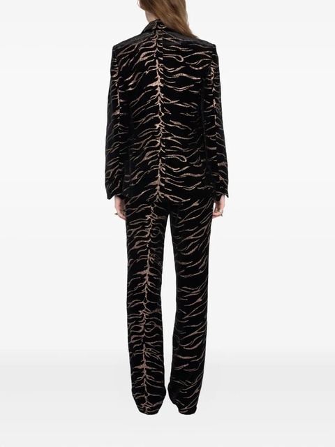Zadig&Voltaire Vavy tiger-stripe velvet blazer - Black - zdjęcie produktu nr 2