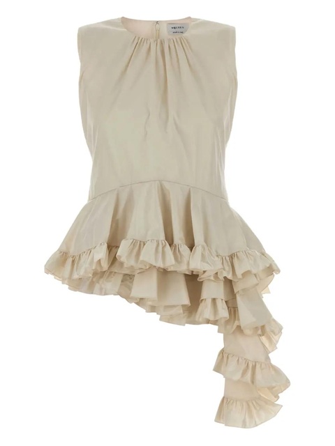 Alexander McQueen ruffled asymmetric top - Neutrals - zdjęcie produktu nr 1