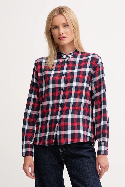 Pepe Jeans koszula bawełniana damska kolor bordowy regular ze stójką PL3051311 - zdjęcie produktu nr 1