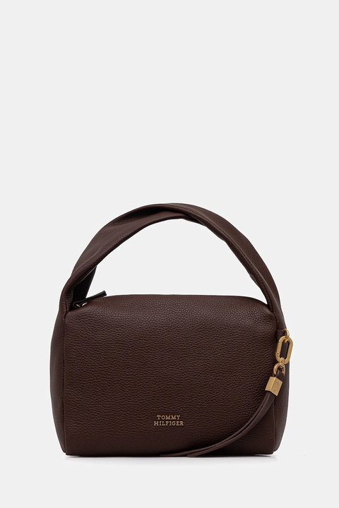 Tommy Hilfiger torebka skórzana kolor brązowy AW0AW18150 - zdjęcie produktu nr 1