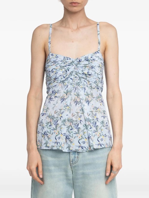 Zadig&Voltaire Cippie floral-print smocked top - Blue - zdjęcie produktu nr 2