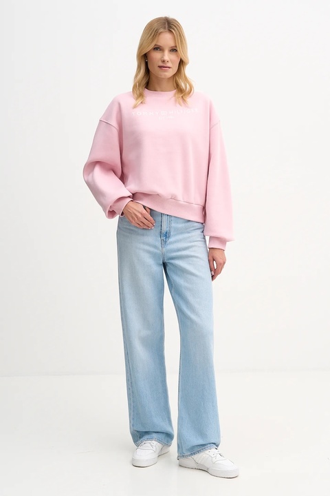 Tommy Hilfiger bluza damska kolor różowy z nadrukiem WW0WW47831 - zdjęcie produktu nr 2