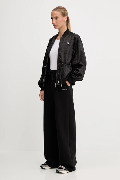 Guess kurtka bomber AOP kolor czarny przejściowa oversize V5YL11 WHFU0 - zdjęcie produktu nr 2