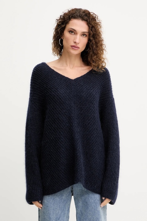Pinko sweter wełniany damski kolor granatowy ciepły 105564 A2S5 - zdjęcie produktu nr 1
