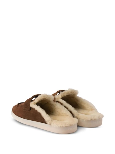 Prada slip-on shearling mules - Brown - zdjęcie produktu nr 2