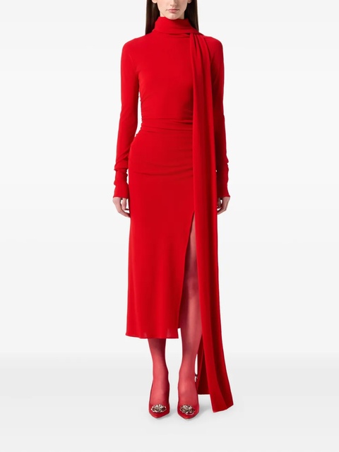 Blumarine high-neck draped midi dress - Red - zdjęcie produktu nr 1