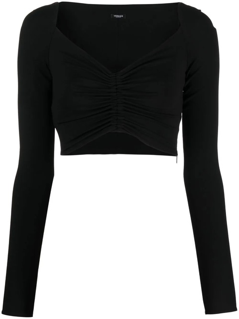 Versace V-neck cropped blouse - Black - zdjęcie produktu nr 1