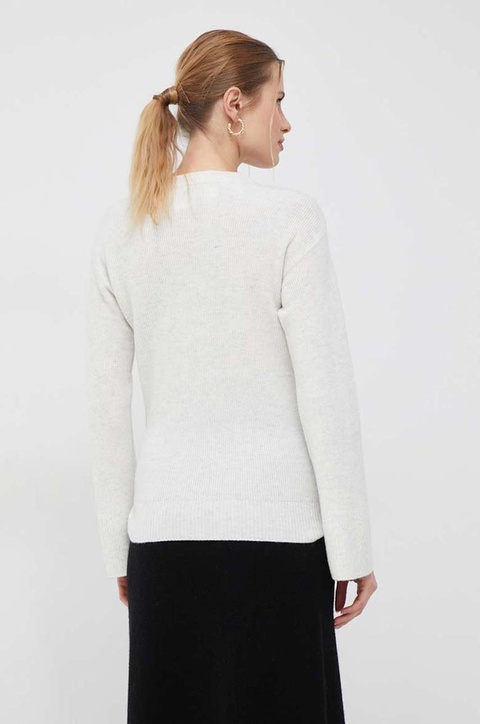 Dkny sweter wełniany damski kolor beżowy lekki - zdjęcie produktu nr 2