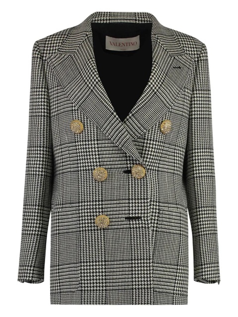 Valentino Garavani houndstooth-pattern wool blazer - Black - zdjęcie produktu nr 1