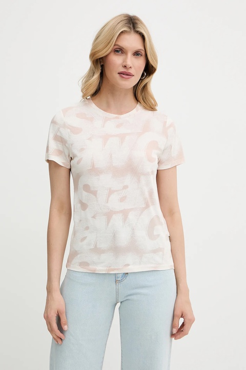 G-Star Raw t-shirt bawełniany damski kolor beżowy D26066-C565 - zdjęcie produktu nr 1