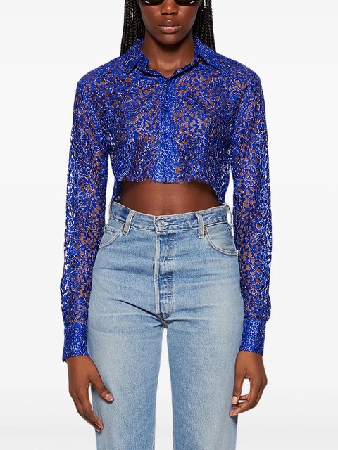 Coperni perforated cropped shirt - Blue - zdjęcie produktu nr 1