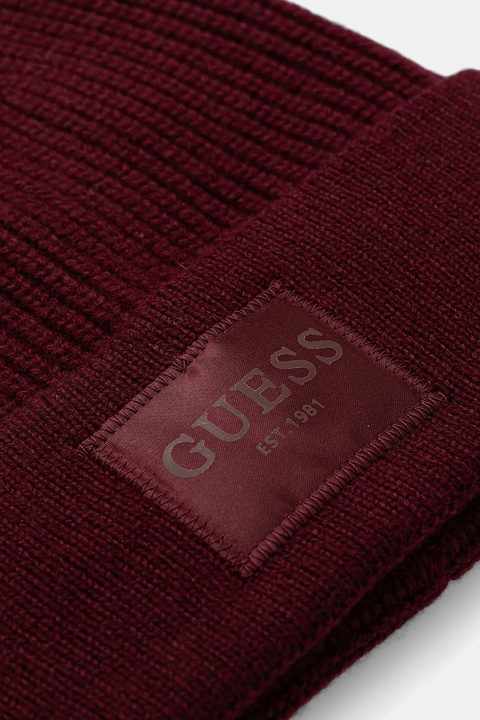 Guess czapka z dodatkiem wełny BRENTON kolor bordowy AW5436 POL03 - zdjęcie produktu nr 2