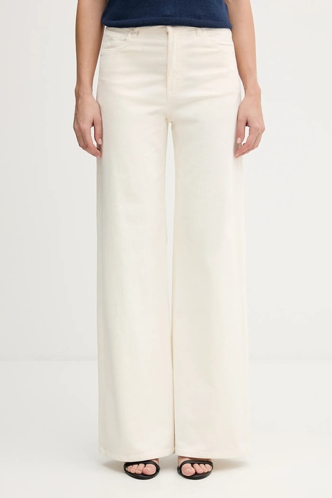 United Colors of Benetton spodnie damskie kolor beżowy szerokie high waist 41ULDE029 - zdjęcie produktu nr 1