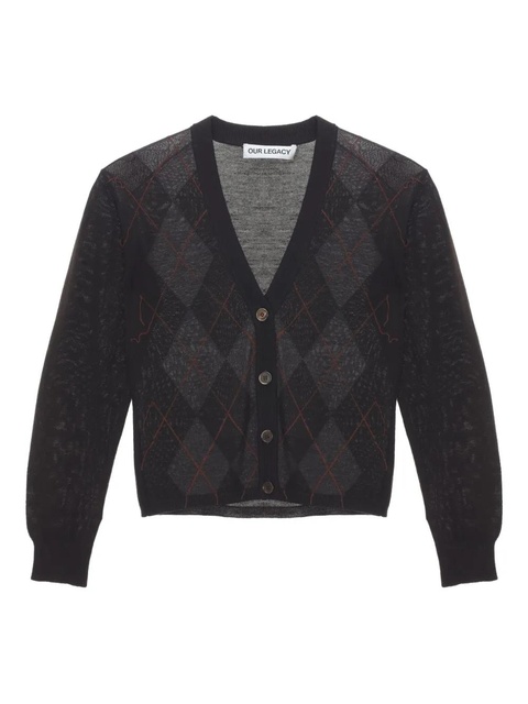 OUR LEGACY Ivy argyle-pattern cardigan - Black - zdjęcie produktu nr 1