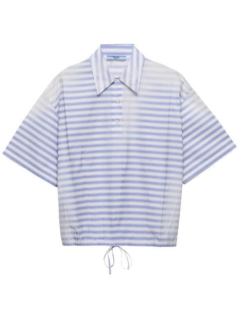 Prada striped poplin polo shirt - Blue - zdjęcie produktu nr 1