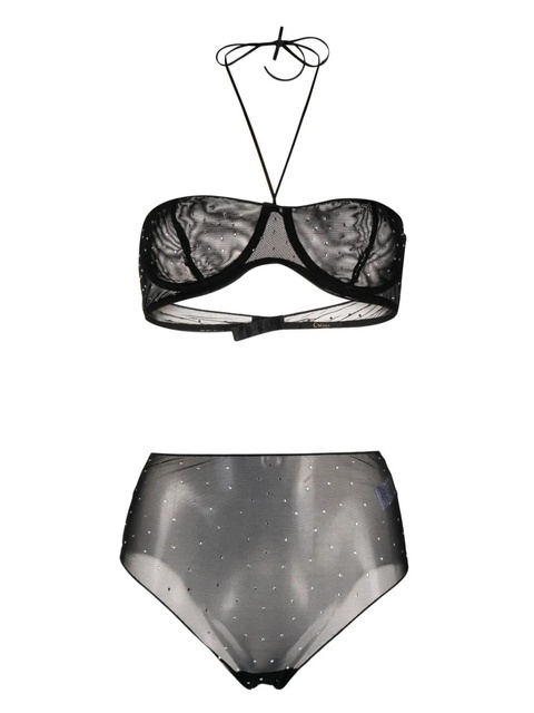 Oséree crystal-embellished mesh bra set - Black - zdjęcie produktu nr 1