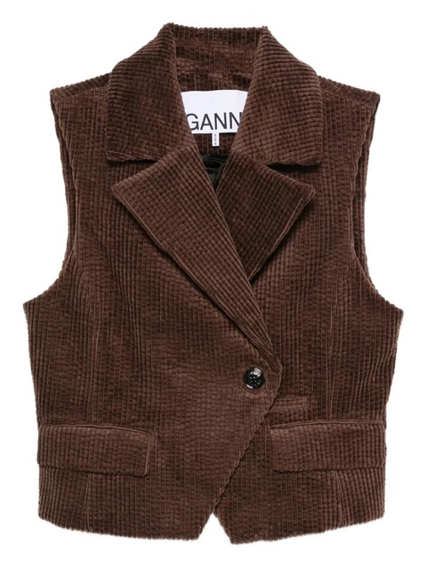 GANNI corduroy buttoned waistcoat - Brown - zdjęcie produktu nr 1