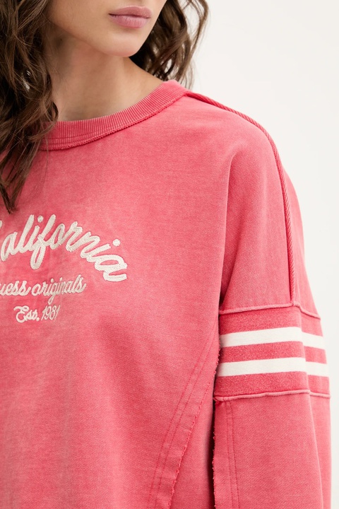 Guess Originals bluza bawełniana damska kolor różowy z nadrukiem W5YQ24 K68I4 - zdjęcie produktu nr 2