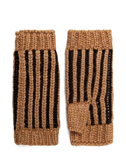 UGG logo-patch striped beanie set - Neutrals - zdjęcie produktu nr 1
