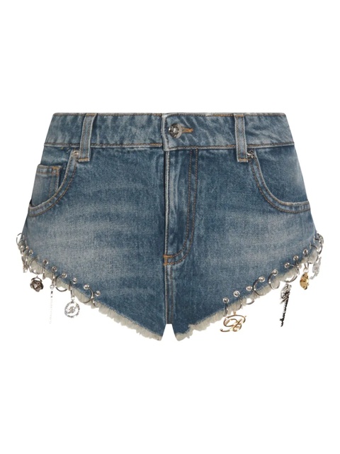 Blumarine frayed-hem embellished shorts - Blue - zdjęcie produktu nr 1