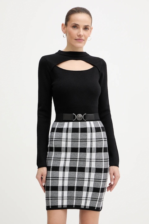 Guess sukienka z domieszką wełny CORALINE kolor czarny mini dopasowana W5BK44 Z3JD2 - zdjęcie produktu nr 1