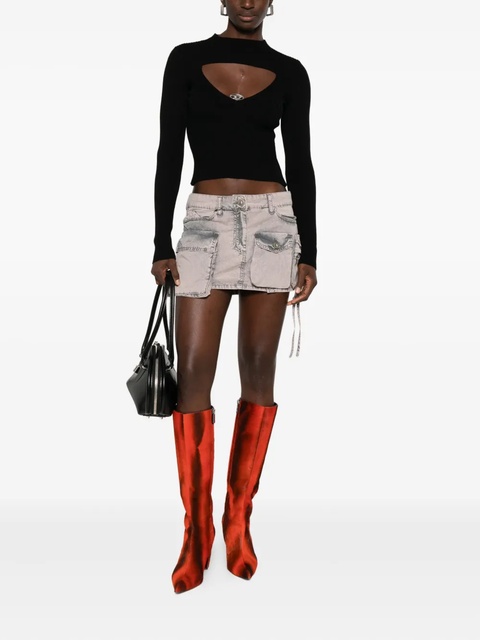 Diesel keyhole-neckline ribbed top - 9XX NERO - zdjęcie produktu nr 1