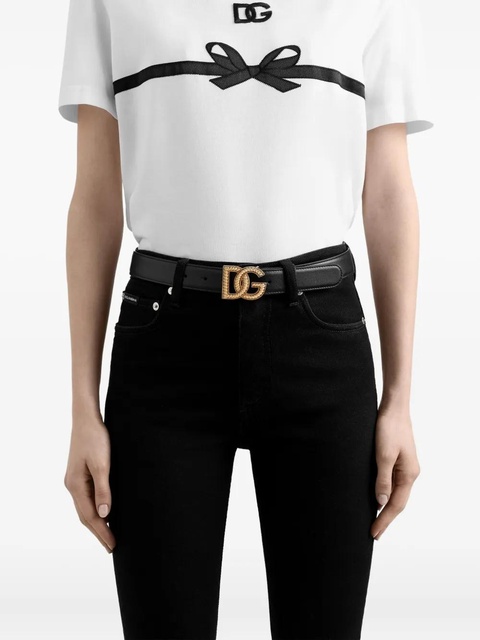Dolce & Gabbana logo-plaque leather belt - Black - zdjęcie produktu nr 2