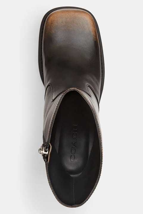 Coach botki skórzane Sculpted C Loved Leather Bootie damskie kolor czarny na słupku lekko ocieplone CBO46 - zdjęcie produktu nr 2