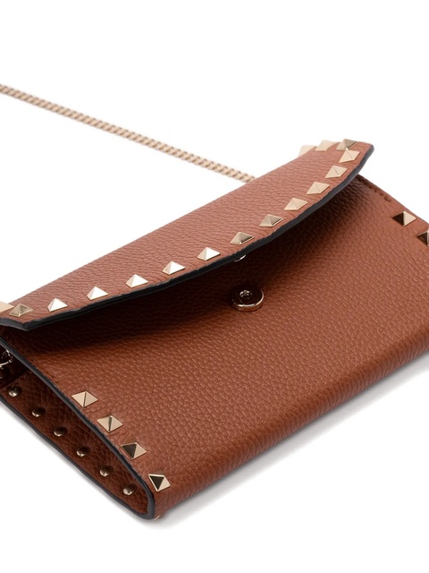 Valentino Garavani studded leather chain shoulder bag - Brown - zdjęcie produktu nr 2