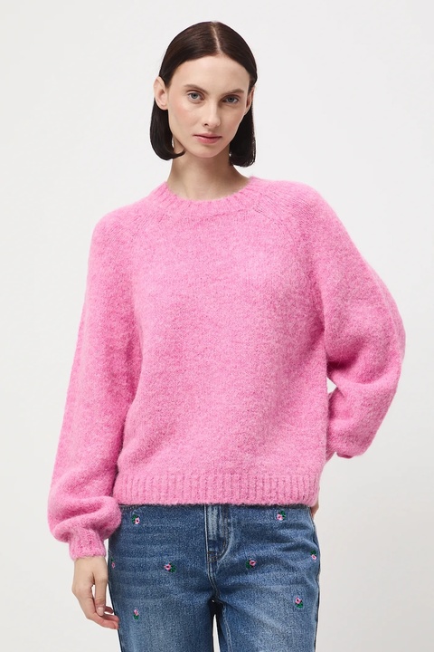 Medicine sweter z wełną alpaki damski kolor różowy ciepły - zdjęcie produktu nr 2