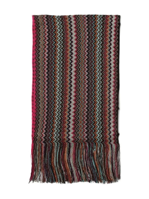 Missoni zigzag-pattern fringed scarf - Brown - zdjęcie produktu nr 1