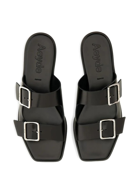 Aeyde Tonya double-buckle leather sandals - Black - zdjęcie produktu nr 2