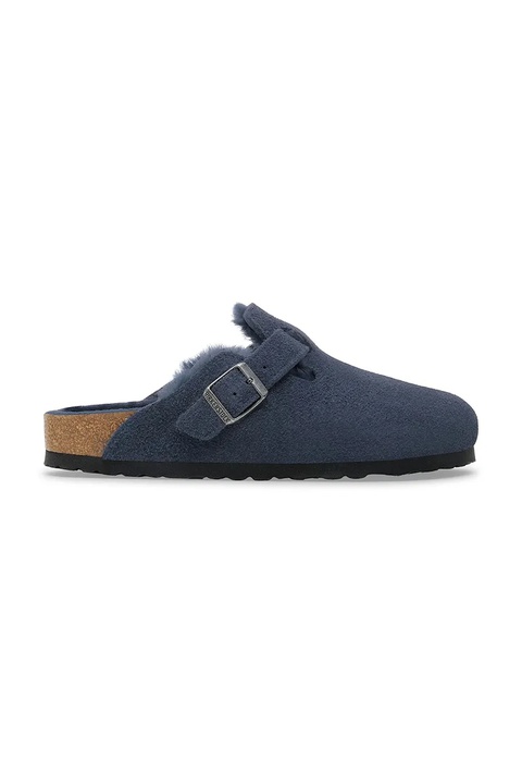 Birkenstock kapcie zamszowe Boston Shearling kolor granatowy 1030701 - zdjęcie produktu nr 1