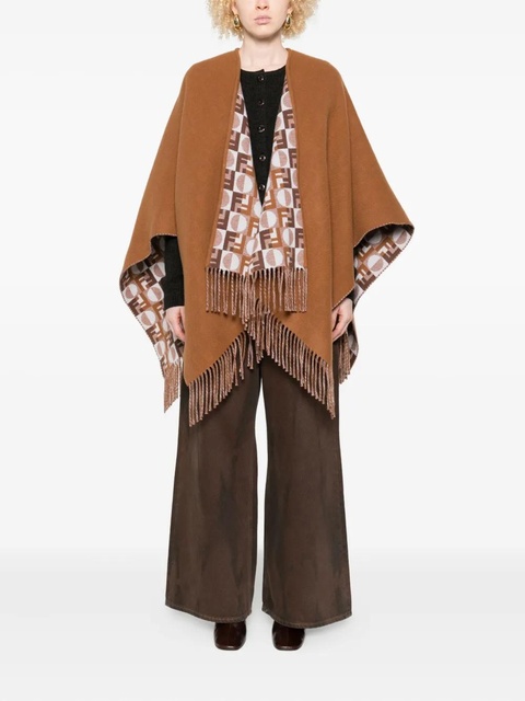 FENDI fringe-detail cape - Brown - zdjęcie produktu nr 2